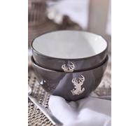 Dibor Set of 2 Grey Stag Stoneware Christmas Dinner Soup Bowls Dia14.5cm | Size: 2 Pack Dibor Grey 2 Pack