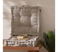 Dibor Set Of 2 Grey Striped Indoor Dining Chair Seat Pad Box Cushions L40Cm X W40Cm