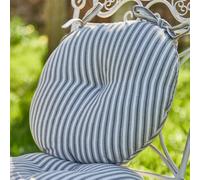 Dibor Set Of 2 Grey Striped Round Summer Garden Outdoor Cushion Chair Seat Pad Cushions Dia 40Cm