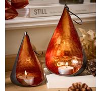Dibor Set Of 2 Hanging Tea Light Candle Holder Lanterns Copper Christmas Decoration Tealight Candle Holder