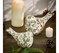 Dibor Set of 2 Irina Green Botanical Table Decorative Bird Ornaments | Size: Medium Dibor Multicolor Medium