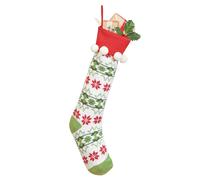 Dibor Set of 2 Knitted White Fair Isle Pompom Xmas Gift Christmas Stockings | Size: 2 Pack Dibor White 2 Pack