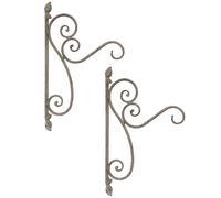 Dibor Set of 2 Large Ornate Scrolled Garden Wall Hanging Basket Brackets in Grey | Size: 2 Pack Dibor Grey 2 Pack