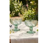 Dibor Set of 2 Laurier Green Embossed Leaf Footed Bowls H10.5 x Dia 12cm | Size: 2 Pack Dibor Green 2 Pack