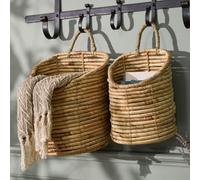 Dibor Set Of 2 Long Water Hyacinth Storage Wall Baskets
