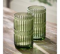 Dibor Set Of 2 Luxury Green Tall Highball Spring Summer Drinking Glass Tumblers 500Ml