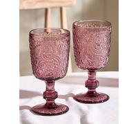 Dibor Set of 2 Luxury Spring Summer Bright Pink Drinking Glass Wine Goblets Wedding Gift 300ml | Size: 2 Pack Dibor Pink 2 Pack