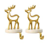 Dibor Set Of 2 Marble And Gold Reindeer Decorative Stocking Hook Fireplace Stocking Holder Christmas Stocking Holder
