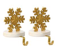 Dibor Set Of 2 Marble And Gold Snowflake Decorative Stocking Hook Fireplace Stocking Holder Christmas Stocking Holder