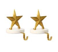 Dibor Set Of 2 Marble And Gold Star Decorative Stocking Hook Fireplace Stocking Holder Christmas Stocking Holder