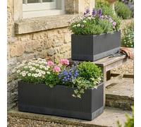 Dibor Set Of 2 Mela Rib Black Summer Outdoor Garden Planters