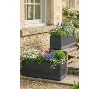 Dibor Set of 2 Mela Rib Black Summer Outdoor Garden Planters | Size: Large Dibor Black L