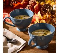 Dibor Set of 2 Montmartre Large French Blue Ceramic Tea Cups Coffee Mugs | Size: 2 Pack Dibor Blue 2 Pack