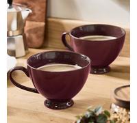 Dibor Set Of 2 Montmartre Large Malbec Red Ceramic Tea Cups Coffee Mugs H9.7Cm X Dia13.5Cm