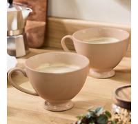 Dibor Set Of 2 Montmartre Large Mocha Cream Ceramic Tea Cups Coffee Mugs H9.7Cm X Dia13.5Cm