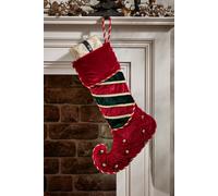 Dibor Set of 2 Red Jingle Bell Velvet Xmas Decor Christmas Stockings | Size: 2 Pack Dibor Red 2 Pack