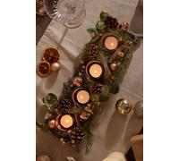Dibor Set of 2 Rose Gold Sparkle Four Tealight Table Decoration Centrepiece Christmas Décor Candle Holders 40cm | Size: 2 Pack Dibor Gold 2 Pack