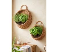 Dibor Set of 2 Round Wall Hanging Indoor Planter Baskets in Natural Dibor Natural