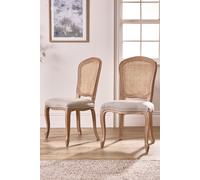 Dibor Set of 2 Rustic Vintage Loire Solid Wood Frame Home Furniture Rattan Back Dining Chairs in Grey Dibor Grey