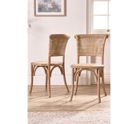 Dibor Set of 2 Rustic Vintage Provence Wicker Home Furniture Rattan Dining Chairs in Natural Dibor Natural