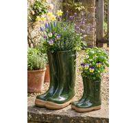 Dibor Set of 2 Small & Large Dark Green Wellington Indoor Outdoor Garden Planters Dibor Green L