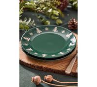 Dibor Set of 2 Snowflake Christmas Serving Dishes Side Plates Dia 20.5cm in Green | Size: 2 Pack Dibor Green 2 Pack