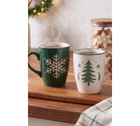 Dibor Set of 2 Snowy Forest Couple Mugs Christmas Tea Cups Coffee Mugs in Green | Size: 2 Pack Dibor Green 2 Pack