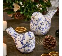 Dibor Set of 2 Solene Blue Botanical Table Decorative Bird Ornaments in Off-White | Size: Medium Dibor Off-White Medium
