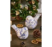 Dibor Set of 2 Solene Blue Botanical Table Decorative Bird Ornaments in Off-White | Size: Medium Dibor Off-White Medium