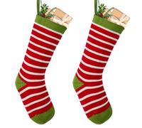 Dibor Set Of 2 Traditional Candy Stripe Knitted Xmas Gift Decoration Christmas Stocking For Kids