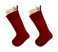 Dibor Set Of 2 Traditional Harrington Quilted Red Velvet Xmas Gift Decoration Christmas Stocking For Kids