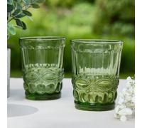 Dibor Set Of 2 Vintage Luxury Green Drinking Glass Whiskey Glass Tumblers Wine Goblets Festive Christmas Decor Glassware 240Ml