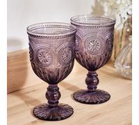 Dibor Set Of 2 Vintage Luxury Purple Embossed Drinking Spring Summer Wine Glass Spring Summer Wine Goblets 290Ml