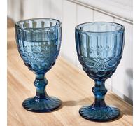 Dibor Set of 2 Vintage Luxury Sapphire Blue Drinking Wine Glass Wine Goblets Festive Christmas Decor Glassware 350ml | Size: 2 Pack Dibor Blue 2 Pack