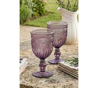 Dibor Set Of 2 Vintage Luxury Purple Embossed Drinking Spring Summer Wine Glass Spring Summer Wine Goblets 290Ml