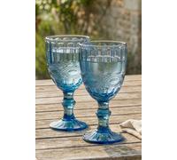 Dibor Set of 2 Vintage Luxury Sapphire Blue Drinking Wine Glass Wine Goblets Festive Christmas Decor Glassware 350ml | Size: 2 Pack Dibor Blue 2 Pack