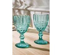 Dibor Set of 2 Vintage Luxury Spring Summer Turquoise Drinking Glass Wine Goblets Wedding Gift 350ml in Green | Size: 2 Pack Dibor Green 2 Pack