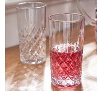 Dibor Set Of 2 Vintage Luxury Style Spring Summer Diamond Cut Drinking Highball Tumbler Glasses 380Ml