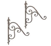 Dibor Set Of 2 Vintage Style Fleur De Lys Ornate Scrolled Wall Bracket Outdoor Basket Hanger Garden Hanging Basket Brackets