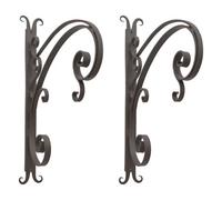 Dibor Set of 2 Ornate Scrolled Wall Mounted Decorative Garden Basket Brackets in Brown | Size: 2 Pack Dibor Brown 2 Pack