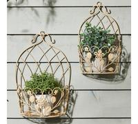 Dibor Set Of 2 Vintage Style Wall Planters Ivory White Ornate Scrolled Wall Hanging Basket Flower Pots Indoor Outdoor Garden Planters