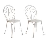 Dibor Set of 2 Vintage White Indoor Outdoor Garden Furniture Bistro Chairs Dibor White