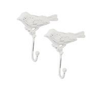 Dibor Set of 2 Wall Mounted Coat Hooks - Extra Strong White Cast Iron Hanging Pegs