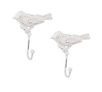 Dibor Set of 2 Wall Mounted Hooks - White Bird Hanging Pegs