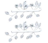 Dibor Set Of 2 White Cast Iron Curtain Hold Backs Vintage Style Floral Leaf Tie Backs Curtain Holder