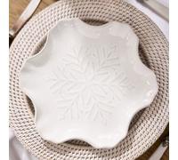 Dibor Set of 2 White Snowflake Christmas Dinner Plates W19.7cm | Size: 2 Pack Dibor White 2 Pack