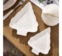 Dibor Set Of 2 White Tree Christmas Dinner Side Plates W16.9Cm