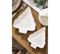 Dibor Set Of 2 White Tree Christmas Dinner Side Plates W16.9Cm