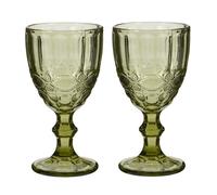 Dibor Set of 2 Wine Goblets 300ml Dishwasher Safe Emerald Green Red Wine Glasses (DK31)