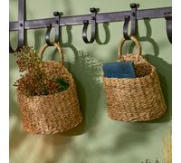 Dibor Set of 2 Woven Wall Hanging Indoor Storage Baskets in Natural Dibor Natural